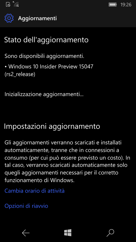 Build 15047 di Windows 10 Mobile