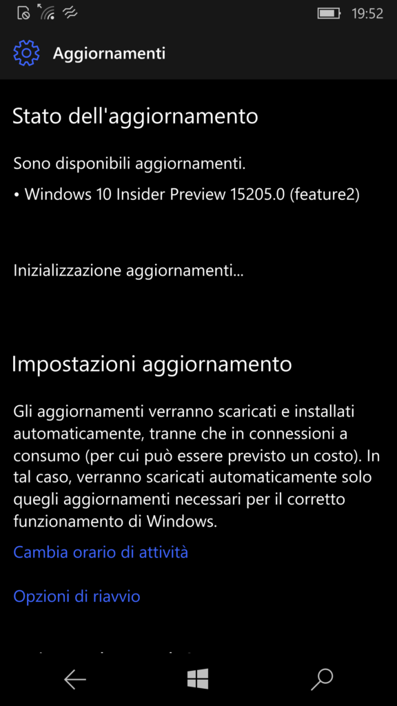 Build Preview 15205 di Windows 10 Mobile