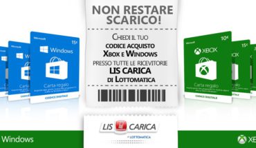 Il credito Xbox e Windows 10 è ora acquistabile anche presso le ricevitorie Lis Carica di Lottomatica