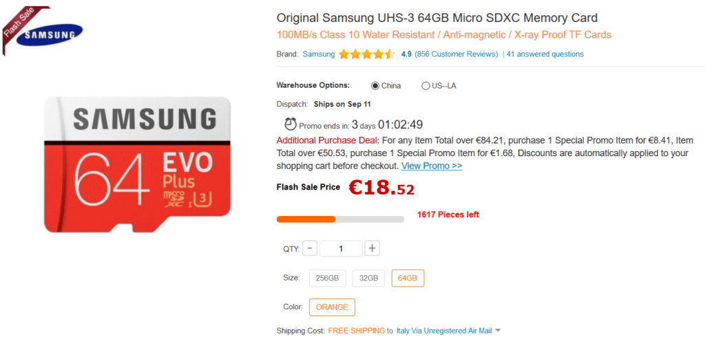 Offerta GearBest: Micro SD Samsung
