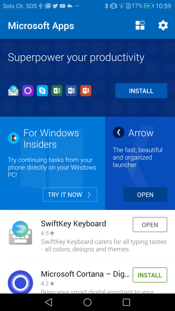 Microsoft Apps per Android