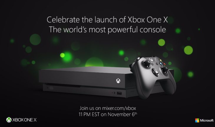 Il lancio di Xbox One X sarà celebrato con una diretta video su Youtube e su Mixer