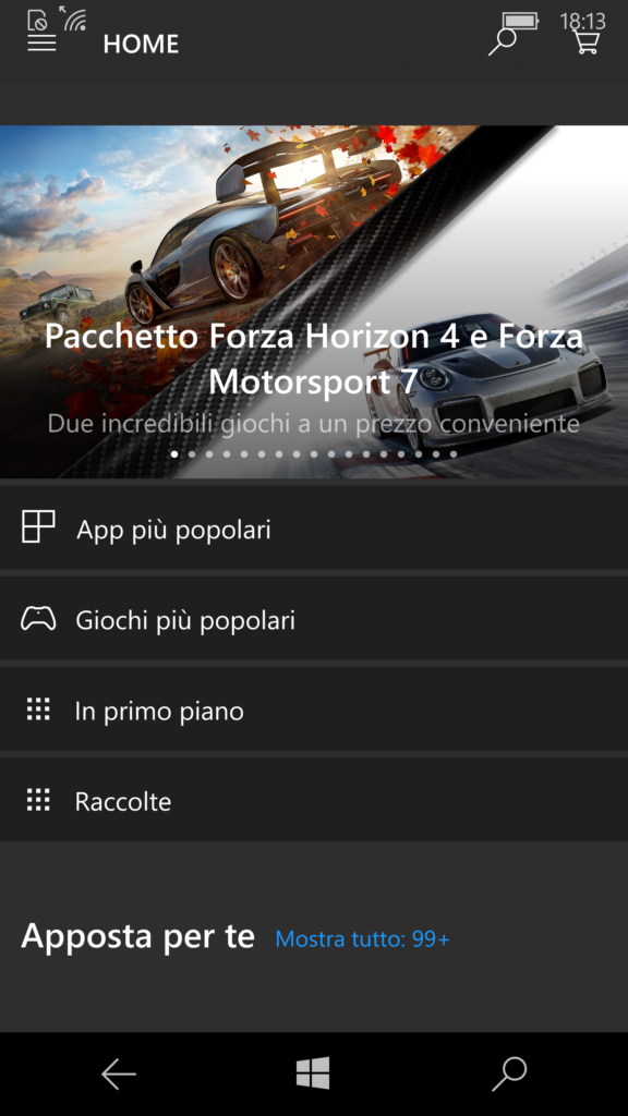 Store per Windows 10 Mobile