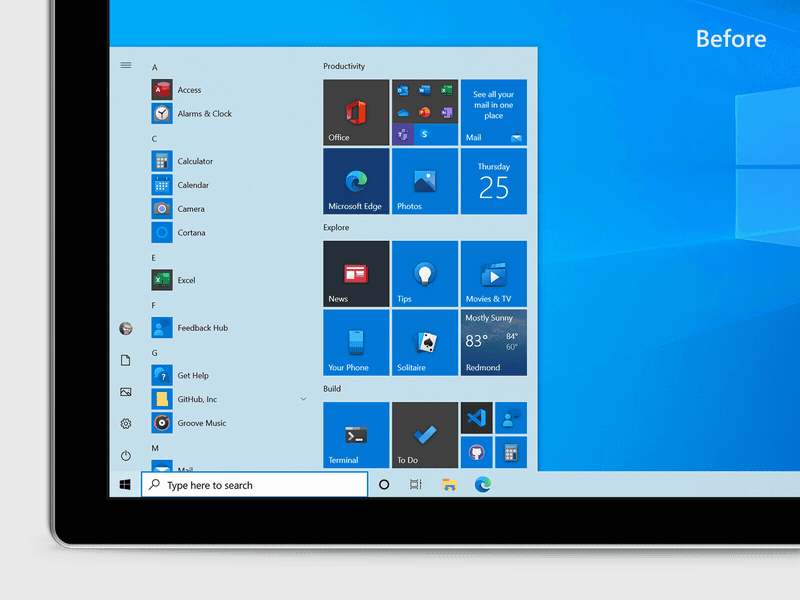 nuovo Start Menu di Windows 10