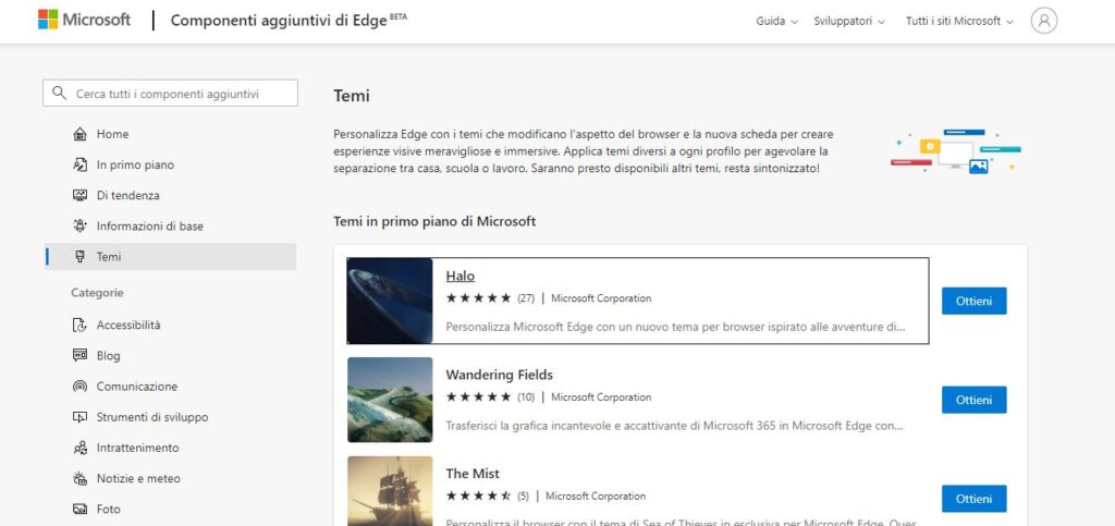 Temi per Microsoft Edge